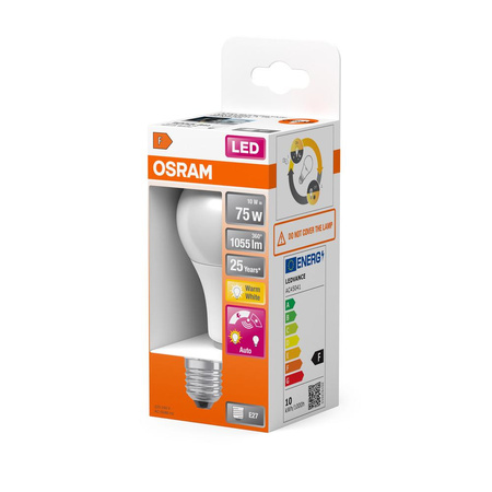 LED žiarovka A60 E27 10W = 75W 1055lm 2700K teplá biela 200°Twilight Sensor Classic Osram