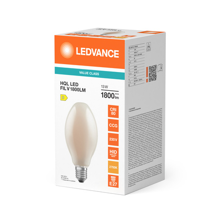 LED žiarovka E27 13W = 50W 1800lm 2700K teplá biela 360° Filament HQL Ledvance
