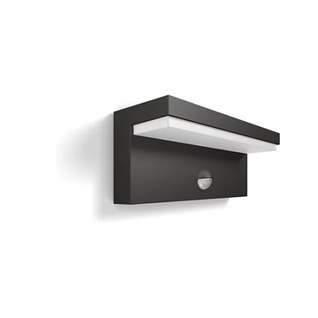 Vonkajšie nástenné svietidlo LED 9W 1000lm 4000K IP44 so senzorom pohybu a súmraku Anthracite Bustan Philips