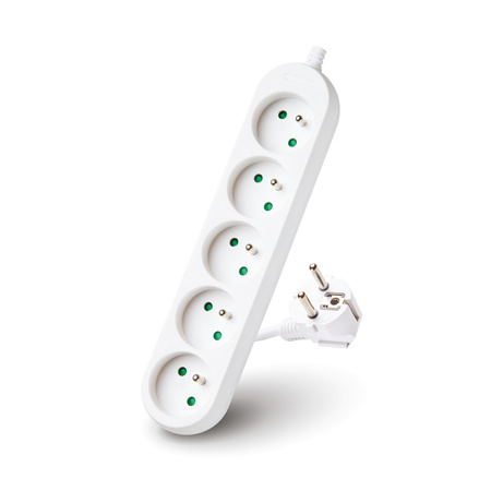 Predlžovací kábel Zástrčka 5x uzemnená zásuvka Napájací pásik 1,5 m biely Linea Kobi