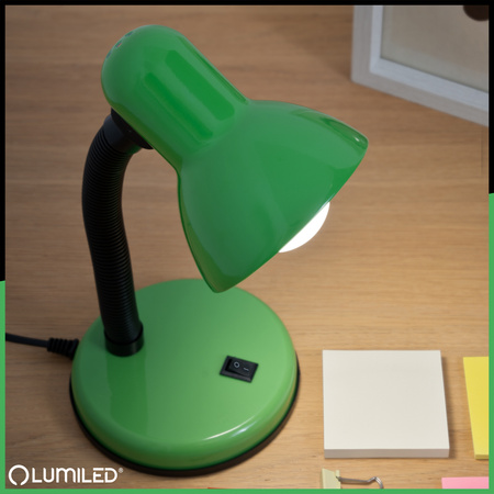 Nastaviteľná stolová lampa SARA Školské nočné svetlo E27 Zelená LUMILED