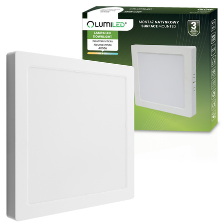 LED stropné svietidlo na povrch 18W Square 4000K GLOW White LUMILED