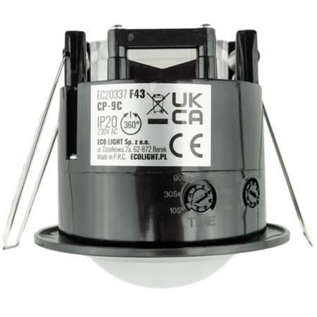 PIR snímač pohybu a súmraku na zapustenie čierny 6 m 360° CP Ecolight