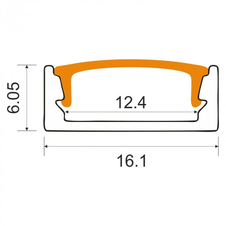 LED povrchový hliníkový profil Black 1m s čiernym difúzorom pre LED pásy + krytky Ecolight série N