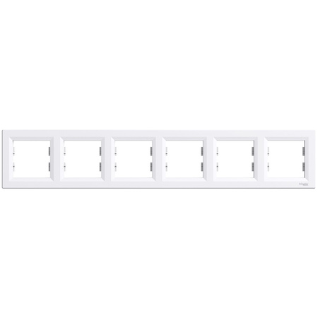 Vodorovný rám pre 6-žilovú zásuvku, biely Asfora