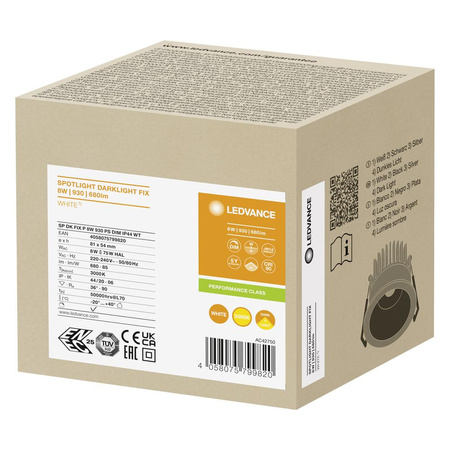 LED zapustené stropné zapustené bodové svietidlo 8W 680lm CCT stmievateľné oká biele tmavé svetlo Ledvance