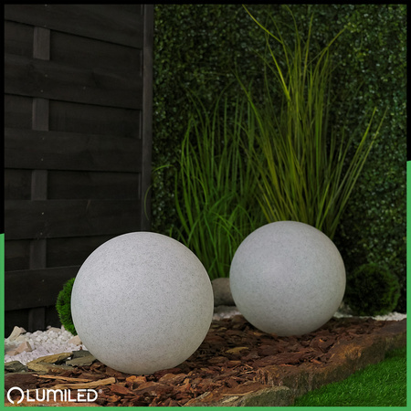 LED LUMIKULA 30cm E27 IP65 LUMILED Vonkajšie kamenné guľové záhradné svietidlo
