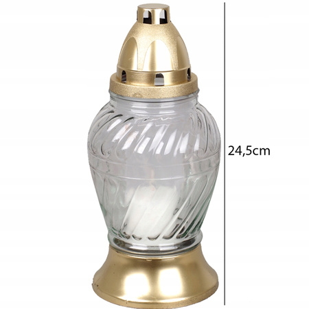 9x Sklenená sviečka na 28h náplň Celoročná sviečka na hrob 24,5cm