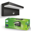 Vonkajšie nástenné svietidlo LED 9W 1000lm 4000K IP44 so senzorom pohybu a súmraku Anthracite Bustan Philips