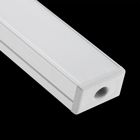 eloxovaný hliníkový profil pre LED KM35 Silver Povrchová montáž 1m + Mliečny kryt + Koncové krytky