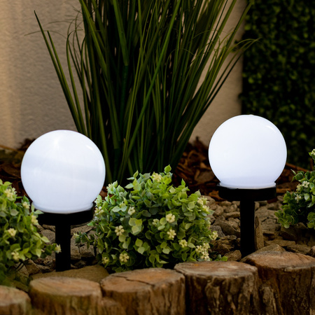 LED záhradná lampa na solárny pohon WHITE BALL 10cm