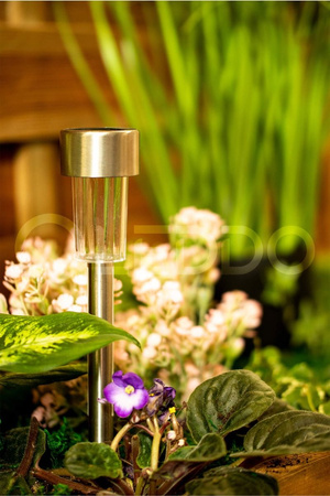 LED záhradná lampa so solárnym pohonom saténová INOX / CHROME