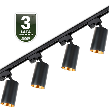 Sada zbernicového osvetlenia 1m + 4x SAGI GU10 Black Gold LUMILED Buslight
