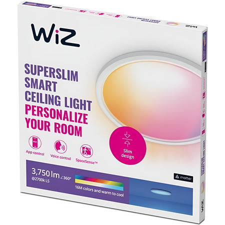 Plafond LED stropné svietidlo 32W 3750lm 2700-6500K RGB + TW 54,5cm White Round Smart SMART WiFi Bluetooth App Superslim WiZ