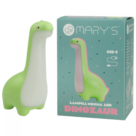 Detské LED nočné svetlo 1,8W 3000K, teplá biela USB dobíjacie 900mAh zelené MARY'S DINOSAUR