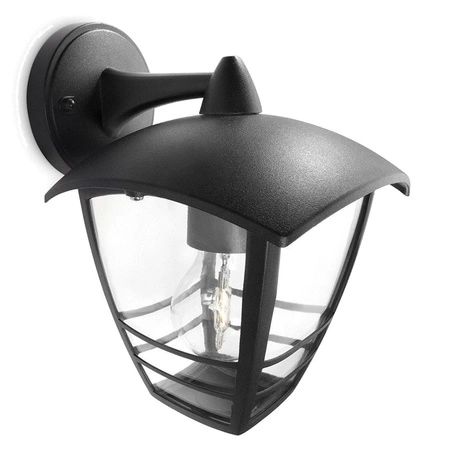 Záhradné nástenné svietidlo Vonkajšia lampa E27 IP44 Black Creek Philips