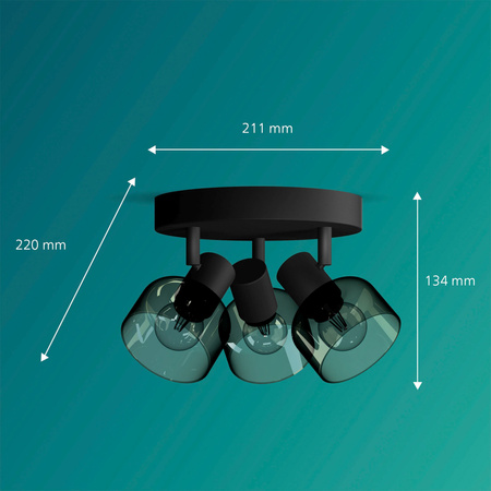 Stropné svetlo Reflektor Plafond 3x E14 LED Black Sleet Philips