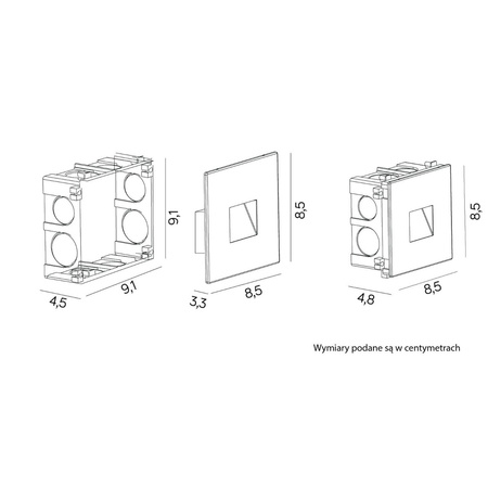 LED zapustené vonkajšie fasádne svetlo 1W 4000K IP65 Su-Ma