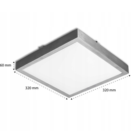 Plafond LED stropné svetlo do kúpeľne Povrchová montáž 18W 1260lm 4000K, neutrálna biela 140° Square White IP44 Solen Masterled