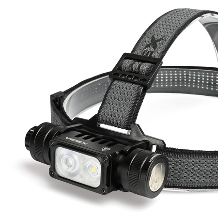 LED hlavová baterka 2 farby svetla 20W 2000lm 5000K čierna IP67 Videx