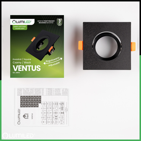 Halogénové svietidlo na zapustenú montáž Pohyblivé štvorcové svietidlo GU10 MR16 VENTUS Lumiled