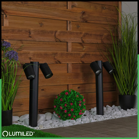 Záhradné svietidlo SQUARE Vonkajší reflektor stojaci 45 cm 2x GU10 ASTI LUMILED