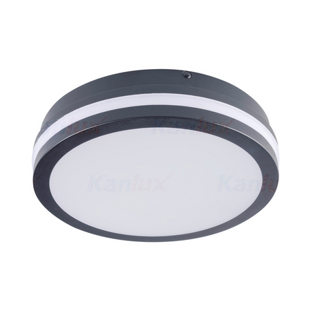 Plafond LED svietidlo so senzorom pohybu na povrch 18W 1400lm 4000K neutrálna biela IP54 Round Graphite BENO KANLUX