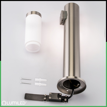 Vonkajšie záhradné svietidlo E27 INOX PIPE 65cm s 230V zásuvkou Lilium Lumiled