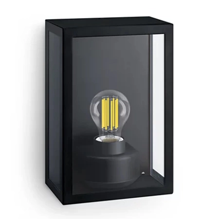 Záhradné nástenné svietidlo Vonkajšie fasádne svietidlo E27 IP44 čierne Alzor Philips