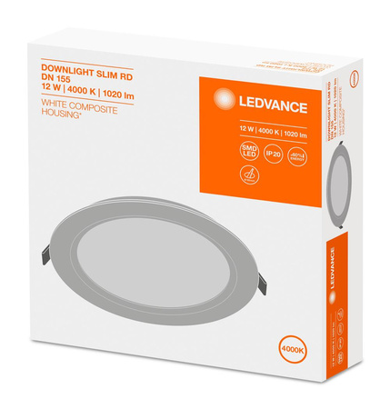 LED zapustené stropné zapustené bodové svietidlo 12W 1020lm 4000K, neutrálna biela sieť biela Downlight Ledvance