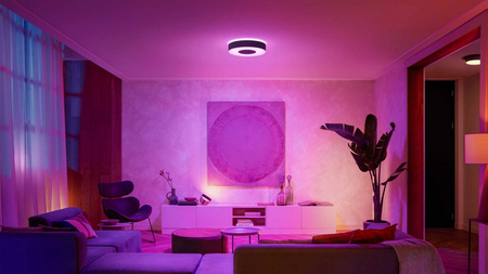 Plafond LED stropné svietidlo na povrchovú montáž 52,5 W 3700 lm IP20 Biela a farebná atmosféra RGB + TW Black 42,5 cm Smart SMART Zigbee Bluetooth Infuse Philips HUE