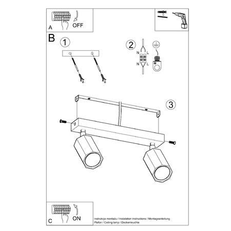 SPOT TUBA Povrchový reflektor 2x GU10 Pohyblivé geometrické hnedé škandinávske stropné svietidlo Zeke Sollux