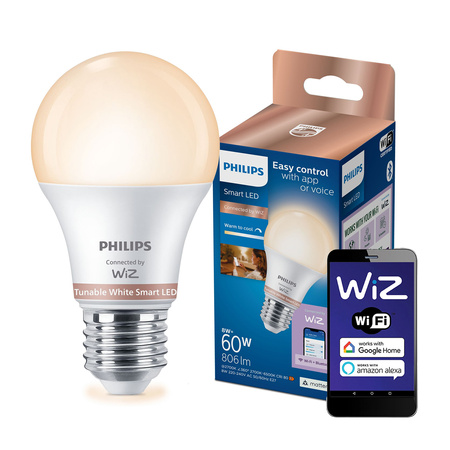 LED žiarovka E27 A60 8W = 60W 806lm 2700-6500K TW Smart SMART WiFi Bluetooth App WiZ Philips