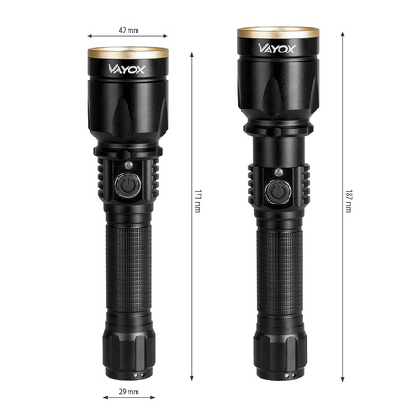 Taktická baterka XP-E LED 800 LM USB ZOOM dobíjateľné ručné svetlo VA0027 VAYOX