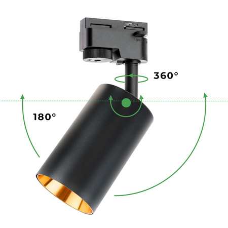 Súprava osvetľovacích líšt 3 m čierna + 5x SAGI GU10 čierna a zlatá + LUMILED spínač