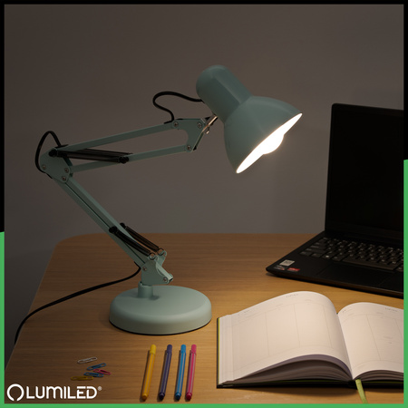 Stolová kresliaca lampa E27 TOBI Blue Lumiled + držiak na dosku