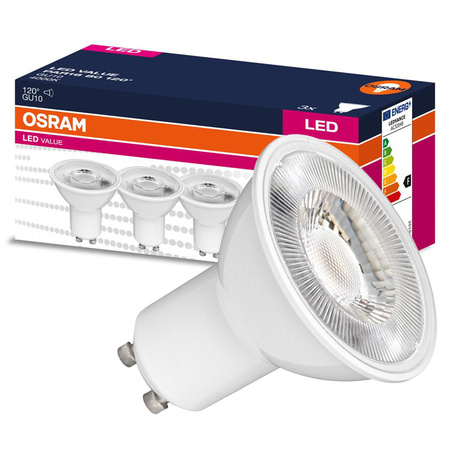 3x LED PAR16 reflektor GU10 6,9W = 50W 575lm 4000K, neutrálna biela 120° VALUE Osram