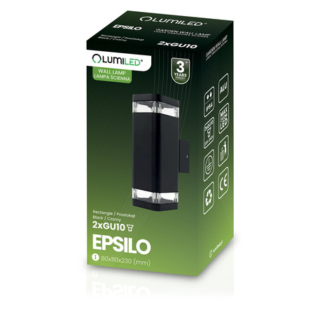 Vonkajšia záhradná lampa fasádna nástenná lampa 2x GU10 LED IP54 Upstairs Downstairs EPSILO LUMILED