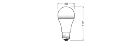 Nabíjateľná LED žiarovka A60 E27 8W = 60W 806lm 2700K teplá biela 180° Núdzové osvetlenie NABÍJATEĽNÉ ŽIAROVKY Osram