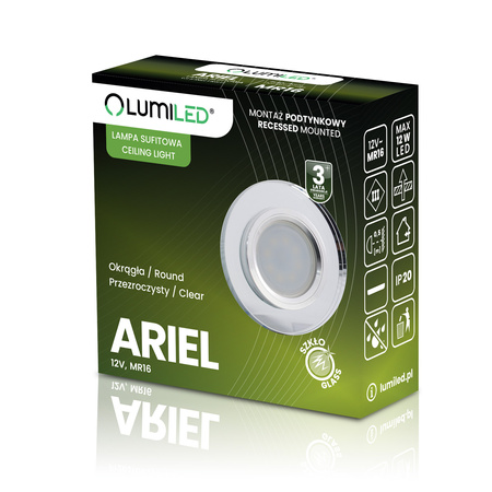 LED GU10 MR16 pevné okrúhle halogénové stropné svietidlo Ariel transparentné