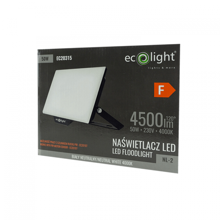 LED reflektor 50W 4500lm 4000K neutrálna biela IP65 NL-2 Ecolight