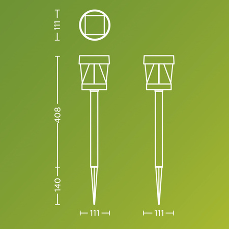 Vonkajšia solárna záhradná lampa PUSHED 54,8 cm LED 1,8 W 200 lm 2700 K so súmrakovým senzorom Avery Philips