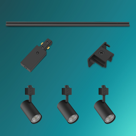 Súprava závesnej lišty 1 m + 3x LED GU10 jednofázový reflektor na lištu čierny EasyLink Zilo Philips