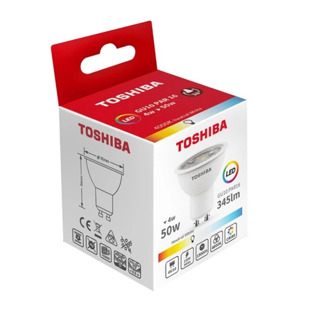 LED halogénová žiarovka GU10 4W = 50W 345lm 4000K Neutrálny reflektor TOSHIBA