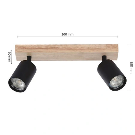 Bodové stropné svietidlo Tuba Reflektor Halogénové svietidlo 2x GU10 Pohyblivé čierno-hnedé Dabi Masterled