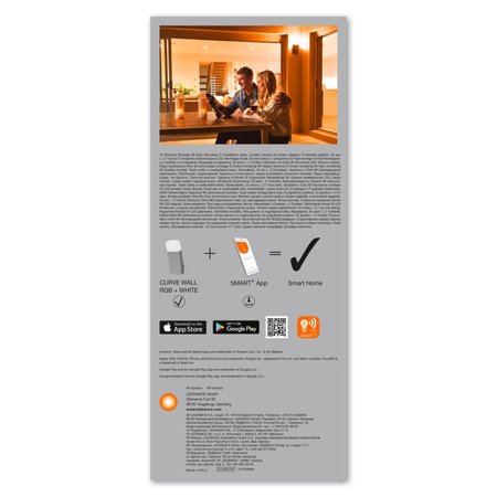 Vonkajšia záhradná LED lampa Vonkajšia nástenná lampa 10W 550lm 3000K, teplá biela RGBW Stmievateľná IP44 Silver SMART+ WiFi Curve Ledvance