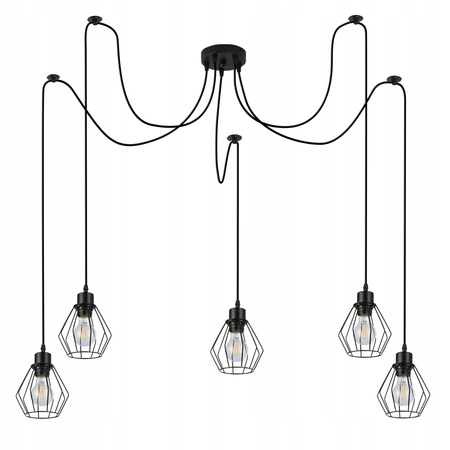 Masterled Stropné svietidlo 5x E27 Čierna Otto závesná lampa