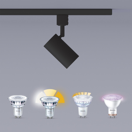 Súprava závesnej lišty 1 m + 3x LED GU10 jednofázový reflektor na lištu čierny EasyLink Zilo Philips