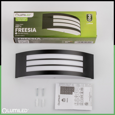 Vonkajšie nástenné svietidlo E27 Black IP44 FREESIA Lumiled Garden