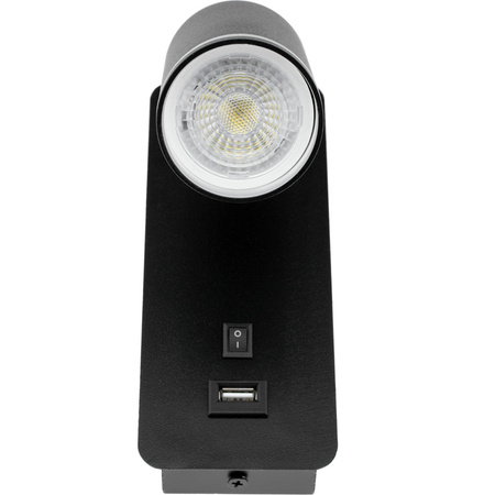 Nástenná povrchová lampa na čítanie GU10 USB Black Matte Ring Masterled